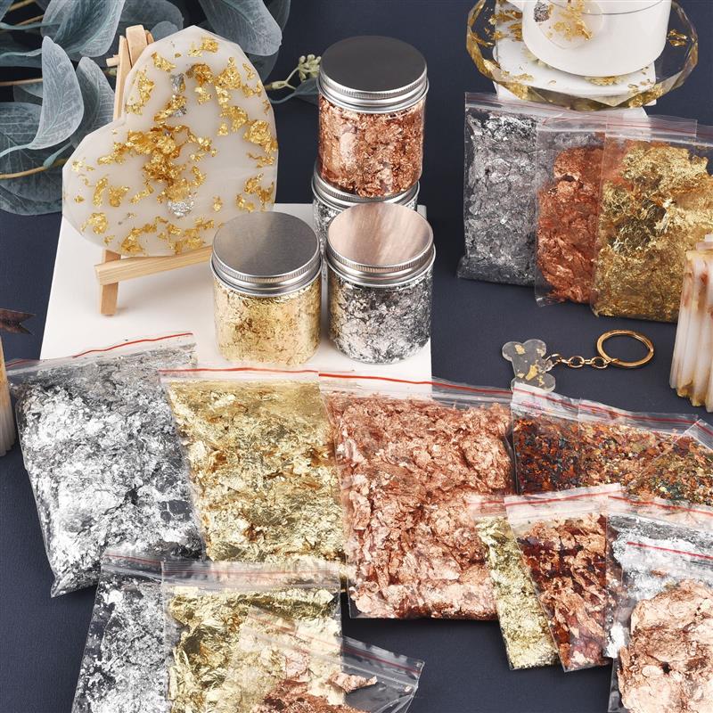 Art Craft With Leaves - Feuille Imitation or argent cuivre paillettes