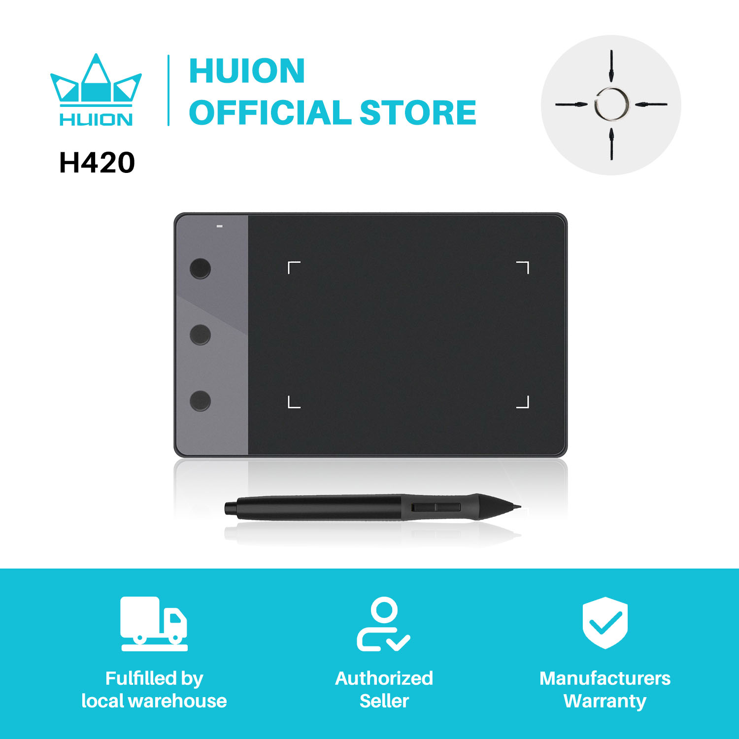 Art Craft Online - HUION – tablette graphique H420, 4x2.23