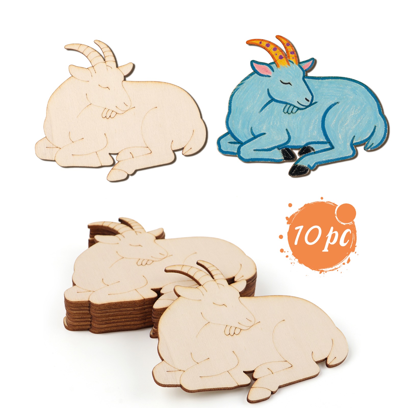 Art Craft Decoration - Lot de 10 ornements en bois