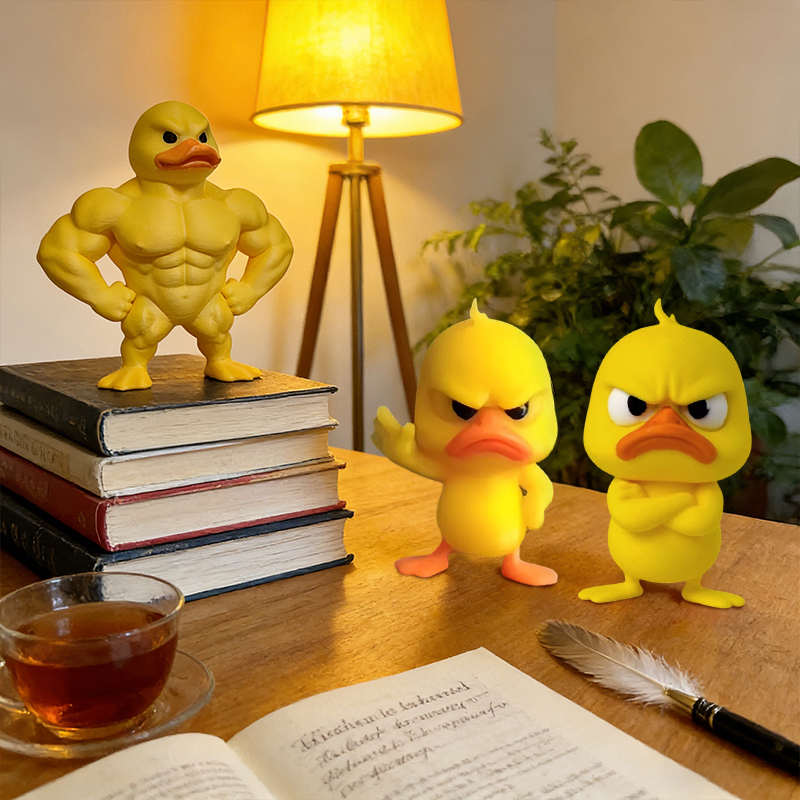 Art Craft Duck - Statue de canard jaune en colère,